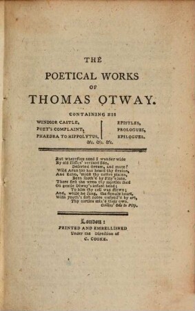 The poetical works of Thomas Otway : with life of the author