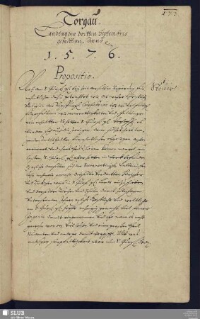 Torgau. Landtag den dritten Septembris gehaltten Anno 1576.