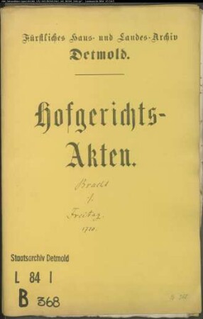 Bracht, Hermann Adolf Landvogt gegen Freitag zu Greste