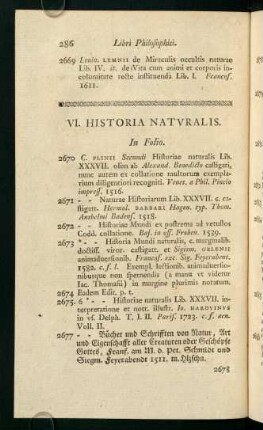 VI. Historia Naturalis.