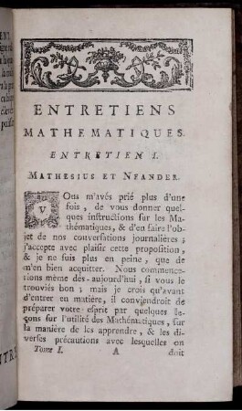 Entretiens Mathematiques.