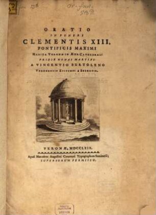 Oratio in funere Clementis XIII, Pontificis maximi