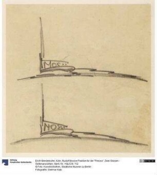 Köln, Rudolf Mosse-Pavillon für die "Pressa". Zwei Skizzen - Seitenansichten