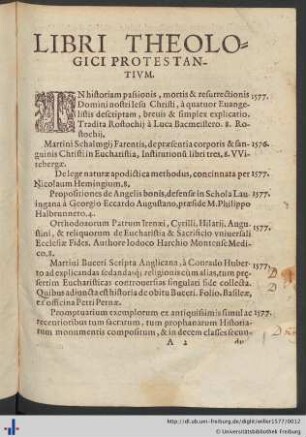 Libri Theologici Protestantivm.