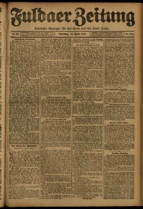 Ausgabe vom Dienstag, den 26. April 1921.