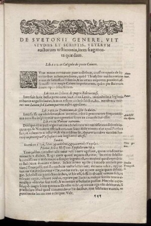 De Svetonii Genere, Vit Studiis Et Scriptis, Veterum auctorum testimonia, item fragmenta quædam.