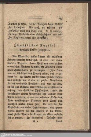 Zwanzigstes Kapitel. Apologie Kaiser Josephs II.