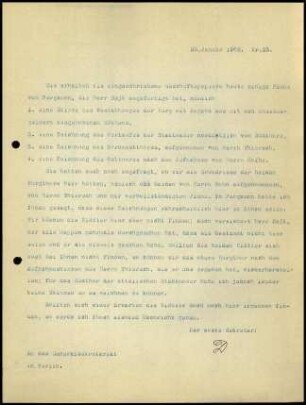 Bericht des ersten Sekretars an das General-Sekretariat