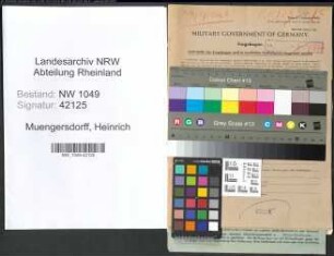 Entnazifizierung Heinrich Muengersdorff , geb. 10.12.1900 (Kaufmann)