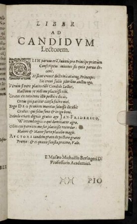 Liber Ad Candidum Lectorem.
