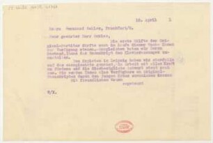 Brief an Bernhard Sekles : 18.04.1921