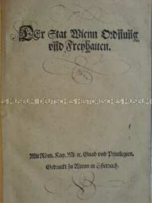 Stadtordnung von Wien aus dem Jahr 1526