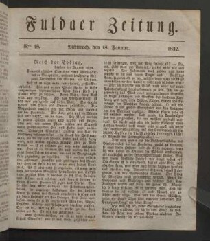 Mittwoch, den 18. Januar. 1832