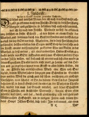 I. Zuschrift: An den in Christo hertzlich geliebtesten Tuchtfeldt