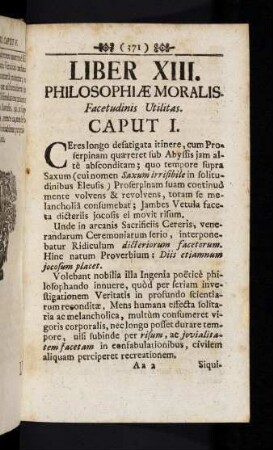 371-413, Liber XIII. Philosophiae Moralis. Facetudinis Utilitas