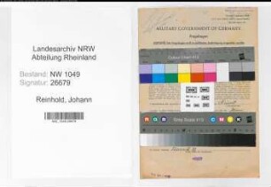 Entnazifizierung Johann Reinhold , geb. 10.01.1891 (Weichenwaerter)