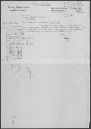 Spraitbach mit Durlangen und Teilen von Ruppertshofen (Ostalbkreis): Visitationsbericht mit Pfarrbericht 1959