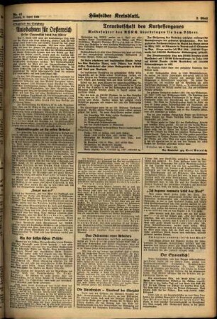Zweite Ausgabe vom Freitag, den 08. April 1938.