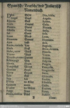 Spanisch, Teutsch, und Italianisch
