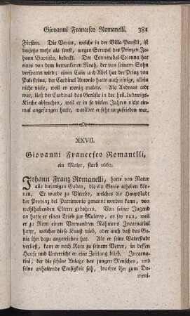 XXVII. Giovanni Francesco Romanelli, ein Maler, starb 1662.