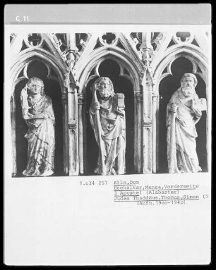 Hochaltarmensa, Vorderseite: Judas Thaddäus, Thomas, Simon