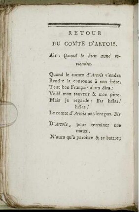 Retour Du Comte D'Artois.