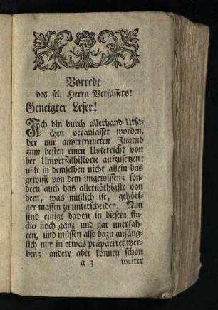 Vorrede des sel. Herrn Verfassers!