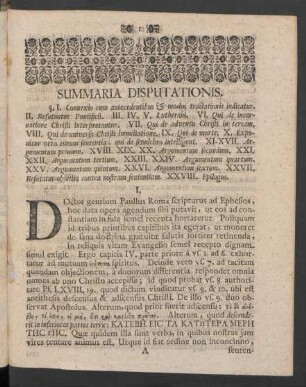 I. [Connexio cum antecedentibus & modus tractationis indicatur]