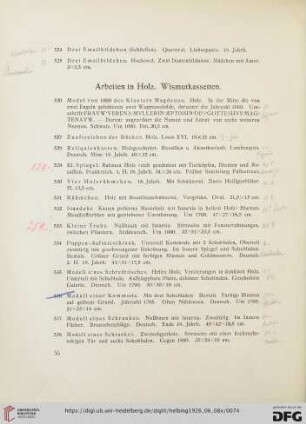 Arbeiten in Holz. Wismutkassetten (Nr. 526-570)
