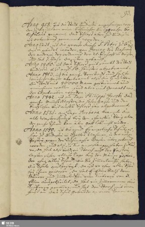 Anno 958-1687 [Chronologischer Überblick über Baumaßnahmen und Brände u.ä. in Bautzen]