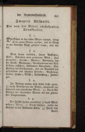 Zweyter Abschnitt. Die von der Säure entstehenden Krankheiten.