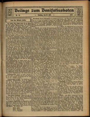 Zweite Ausgabe vom Sonntag, den 10. Juli 1927.