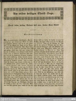 Am ersten heiligen Christ-Tage