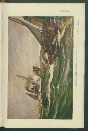 Flotilha de pesca em lucta com o mar