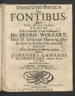 Disputatio Physica De Fontibus