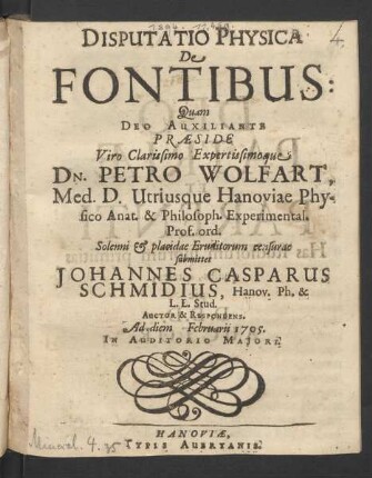 Disputatio Physica De Fontibus