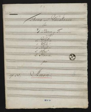 Thema mit Variationen für 1 Horn in F, op. 35 : nebst 2 Violinen, 1 Viola, 1 Baß, 2 Oboen, 2 Horn