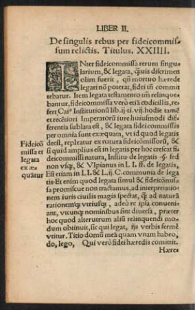 De singulis rebus per fideicommissum relictis. Titulus. XXIIII.