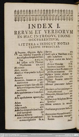 Index I. Rerum Et Verborum In Hac Introductione Occurrentium