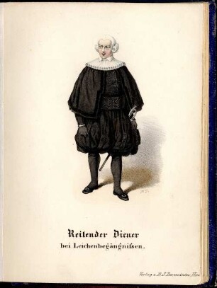 Reitender Diener bei Leichenbegängnissen.
