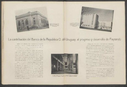La contribución del Banco de la República O. del Uruguay, al progreso y desarrollo de Paysandú