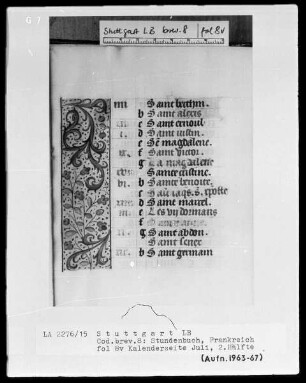 Lateinisch-französisches Stundenbuch — ---, Folio 2 recto - 13 versoTeilbordüre, Folio 8verso