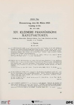 XIV. Kleinere französische Manufakturen (Nr. 467-483)