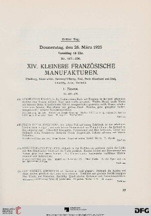 XIV. Kleinere französische Manufakturen (Nr. 467-483)
