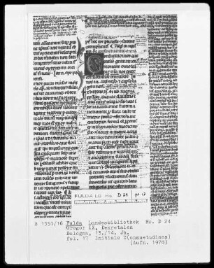 Dekretalen Gregors des Neunten — Initiale C(onsuetudines), Folio 17recto