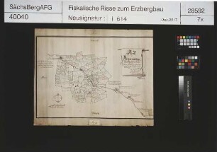 Altenberger Zwitterstock mit seinen 91 Maßen oder Zechen, mit Kennzeichnung der 36 vereinigten Zechen