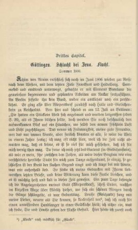 Drittes Capitel. Göttingen. Schlacht bei Jena. Flucht. Sommer 1806