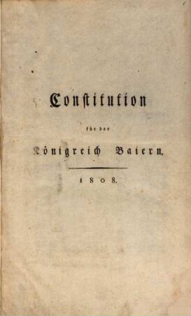 Constitution für das Königreich Baiern 1808