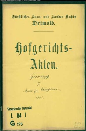 Großkopf, Heinrich gegen Meier zu Ermgassen - Schuldforderung