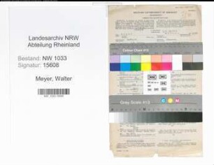 Entnazifizierung Walter Meyer , geb. 06.08.1904 (Verw.Angest.)